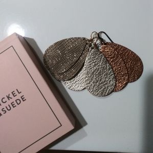 3 Pairs of Nickel & Suede Leather Earrings